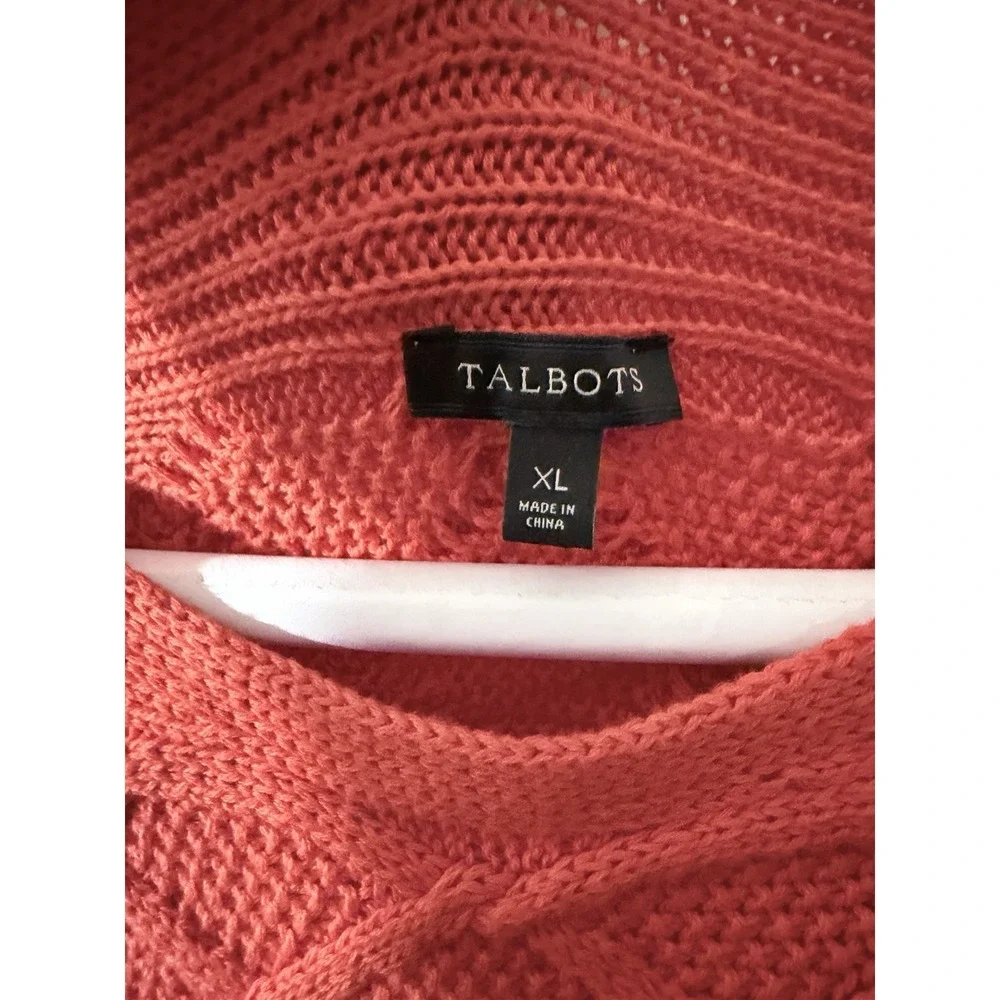 Talbots XL Cable Knit Sweater Anchor‎ Orange Nautical